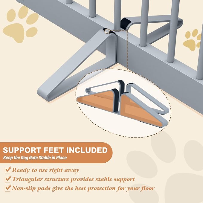 Freestanding Pet Gate for Dogs, Foldable Wooden Dog Gate for House, Indoor Pet - Image 3