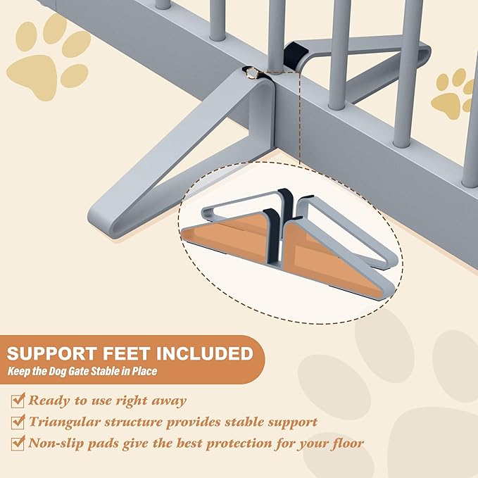 Freestanding Pet Gate for Dogs, Foldable Wooden Dog Gate for House, Indoor Dog - Image 3