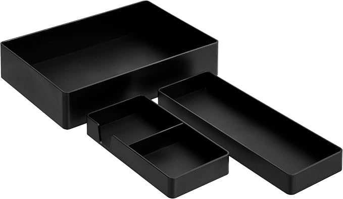 Amazon Basics Rectangular Plastic Desk Organizer Bundle Half Accessory Tray by AmazonBasics