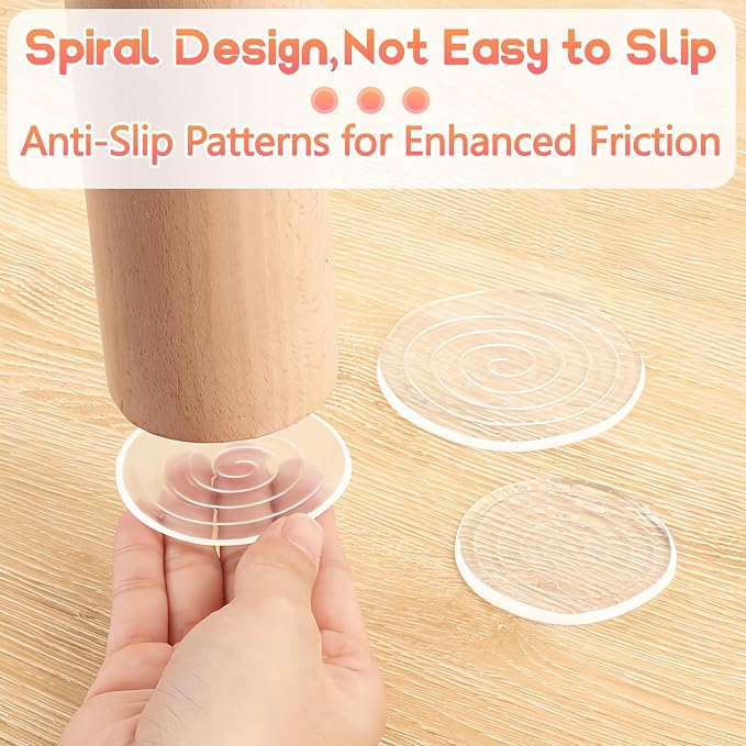 Clear Silicone Cabinet Door Bumpers, Circle 8 Pcs, Self-Adhesive Sound - Image 4
