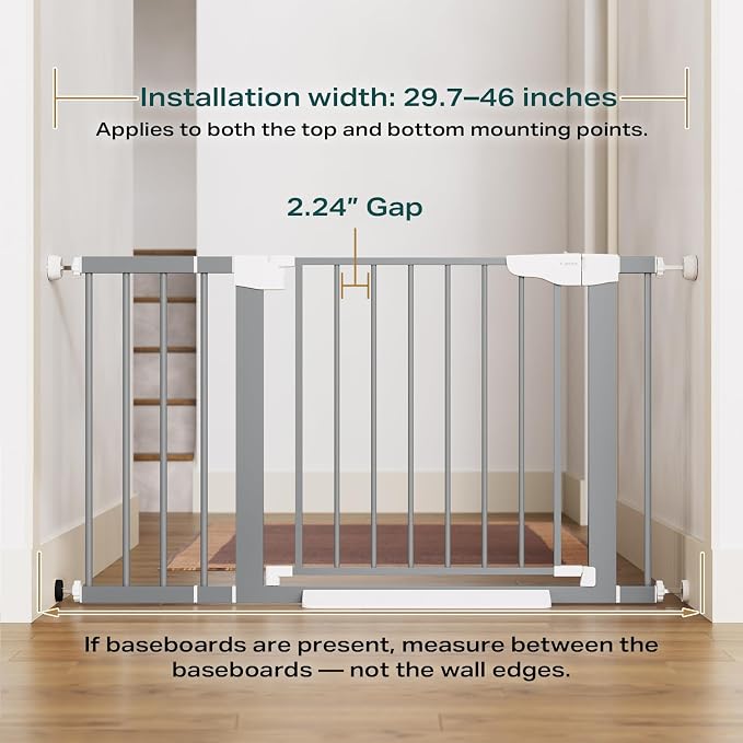 Cumbor 29.7-46" Baby Gate for Stairs, Gifts for Mom-Auto Close Dog Gate for The - Image 2