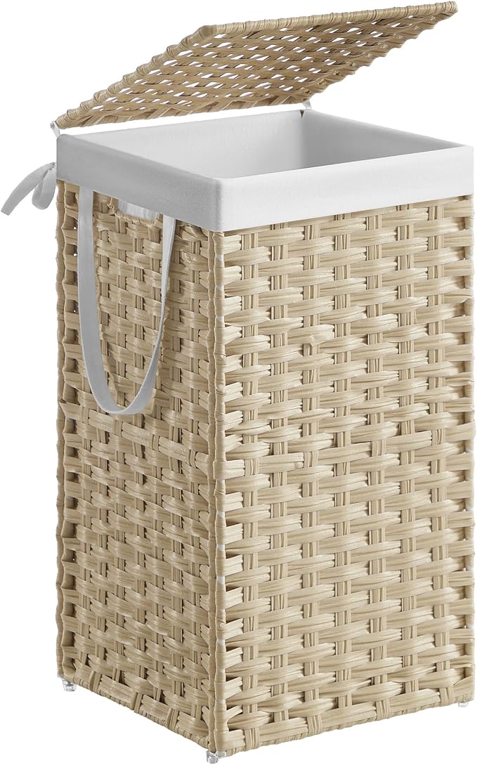 SONGMICS Laundry Hamper with Lid, 17.2 Gallon Synthetic Rattan Clothes Laundry by SONGMICSbySONGMICSHOME