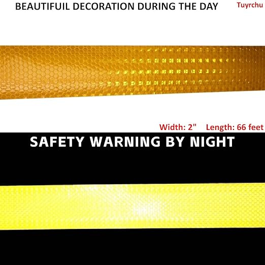 Yellow Reflective Tape 2 inch Wide, Outdoor Waterproof Hazard Conspicuity - Image 3