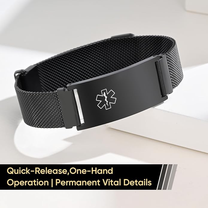 VNOX Medical Alert Id Bracelet for Men Women, Custom Engraving Adjustable - Image 6