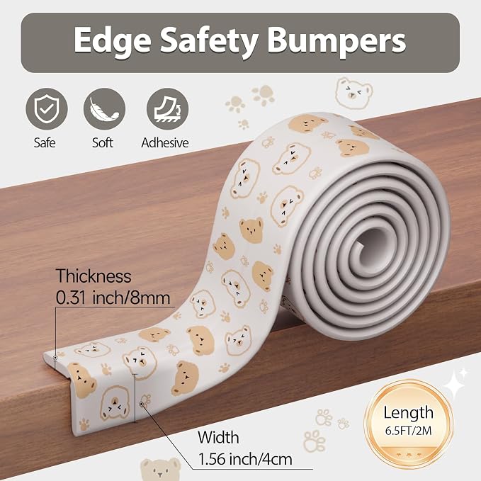 Edge Protector for Baby Proofing 6.5ft Heavy-Duty Soft Rubber Foam Furniture - Image 2