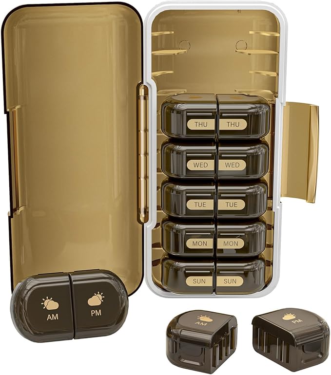 Weekly Pill Organizer 2 Times a Day, Moisture-Proof, Detachable Compartments - Image 9
