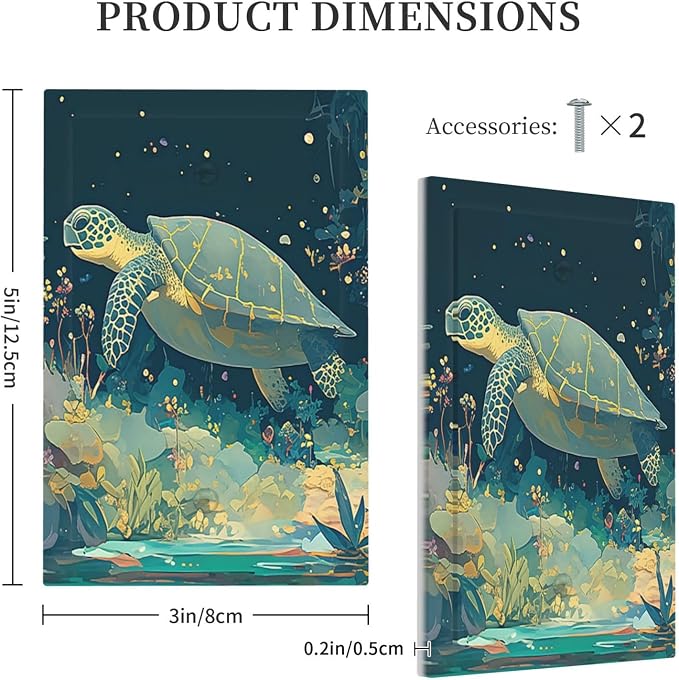 Light Switch Cover Plate Fantasy Sea World Sea Turtle Floral Plant 1 Gang No - Image 5