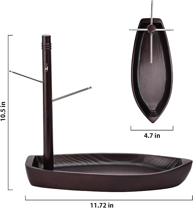 Entryway Key Holder Stand, 4 Metal Key Hooks and Storage Tray, Ash Solid Wood - Image 3