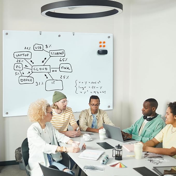 Large Glass Dry Erase Board, 72 x 48 Inches Magnetic Glass Whiteboard - Image 7