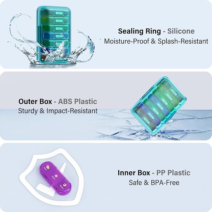 Weekly Pill Organizer 3X a Day, 7 Day Pill Box 3 Times, Portable - Image 3