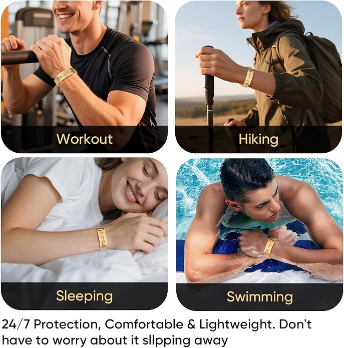 VNOX Medical Alert Id Bracelet for Men Women, Custom Engraving Adjustable - Image 3