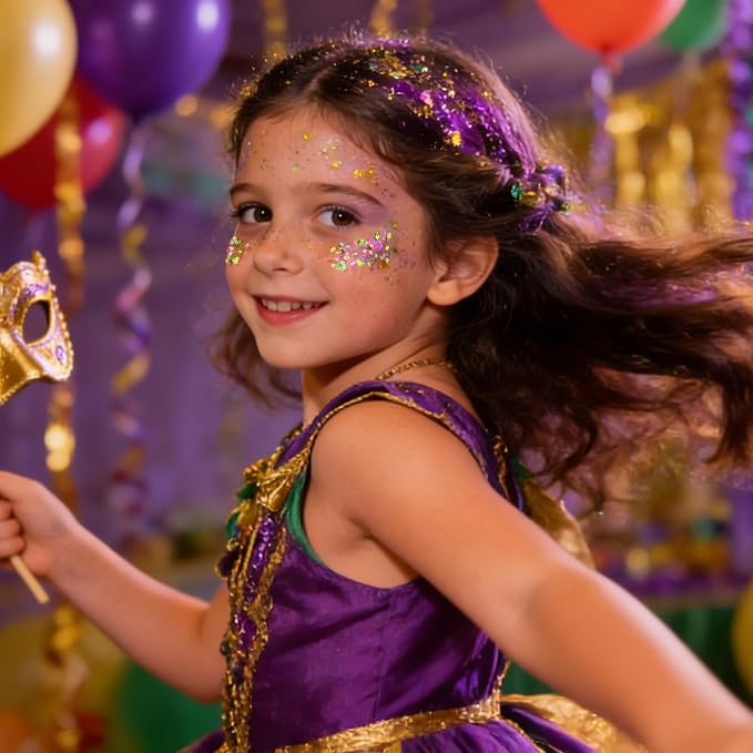 Mysense Mardi Gras Face Hair Body Glitter Stick, Mardi Gras Outfit - Image 2