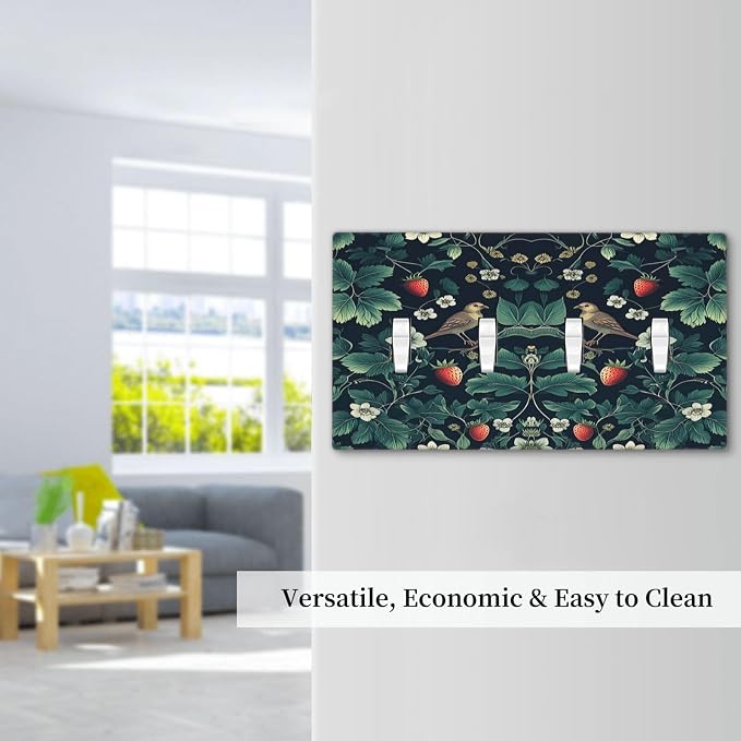 Light Switch Covers Strawberry Birds Flowers Plant Morris Floral Quad Toggle - Image 7
