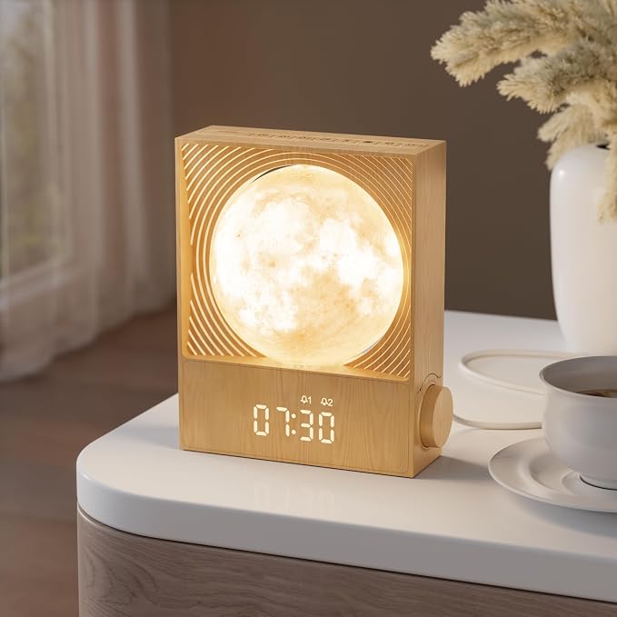 Sunrise Alarm Clocks for Heavy Sleepers, Rotatable Moon Light by RETEYUNG