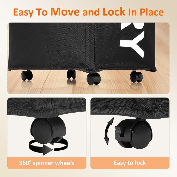 90L Rolling Laundry Basket - Image 5