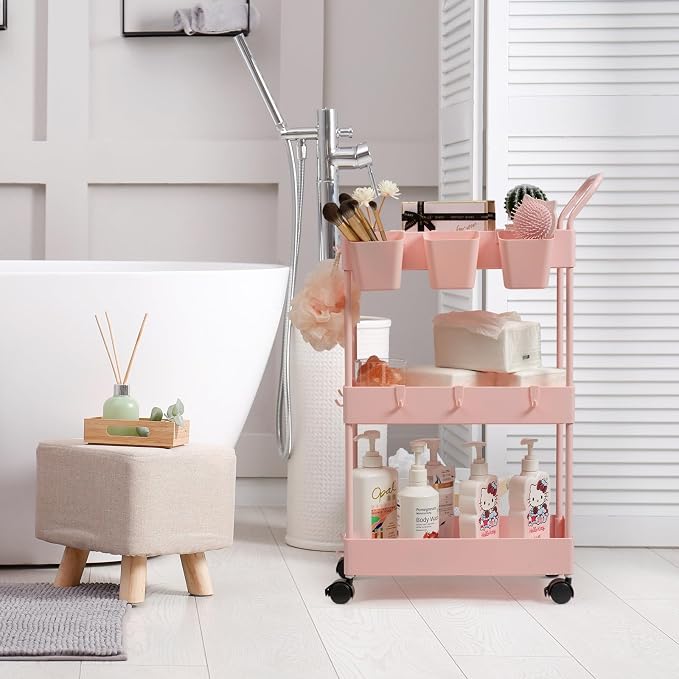 danpinera Slim Storage Cart, 3 Tier Narrow Rolling Cart on Wheels Bathroom - Image 9
