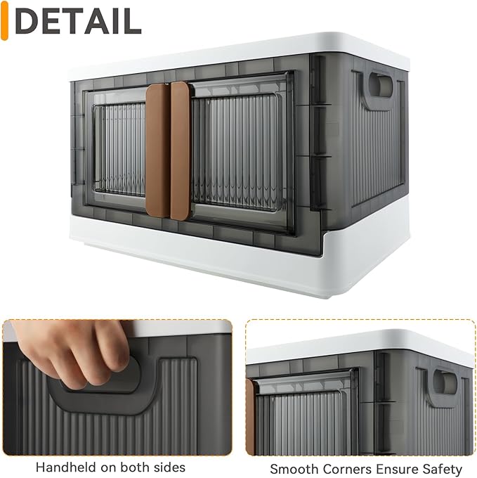 Storage Bins, Plastic Cabinet, 8.4 Gallon Capacity, 4 Pack, Stackable - Image 3