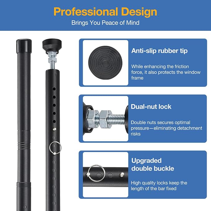 Sliding Door Security Bar, 3 Pack 18"-50" Adjustable Window Security Bars - Image 4