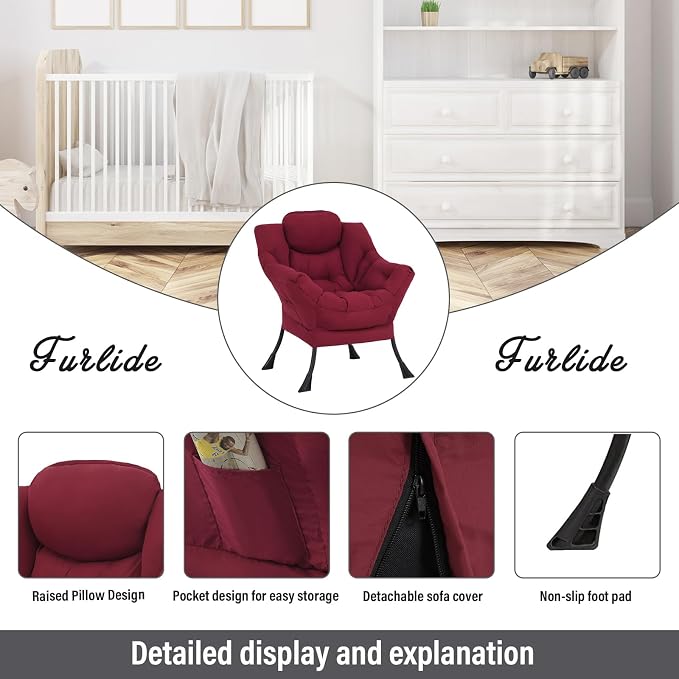 Lazy Chair with Ottoman, Modern Chair with Folding Footrest, Lounge Accent Chair - Image 4