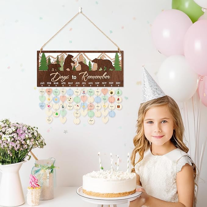 CHDITB 3D Days to Remember Birthday Calendar Wall Hanging, Woodland Bear - Image 4