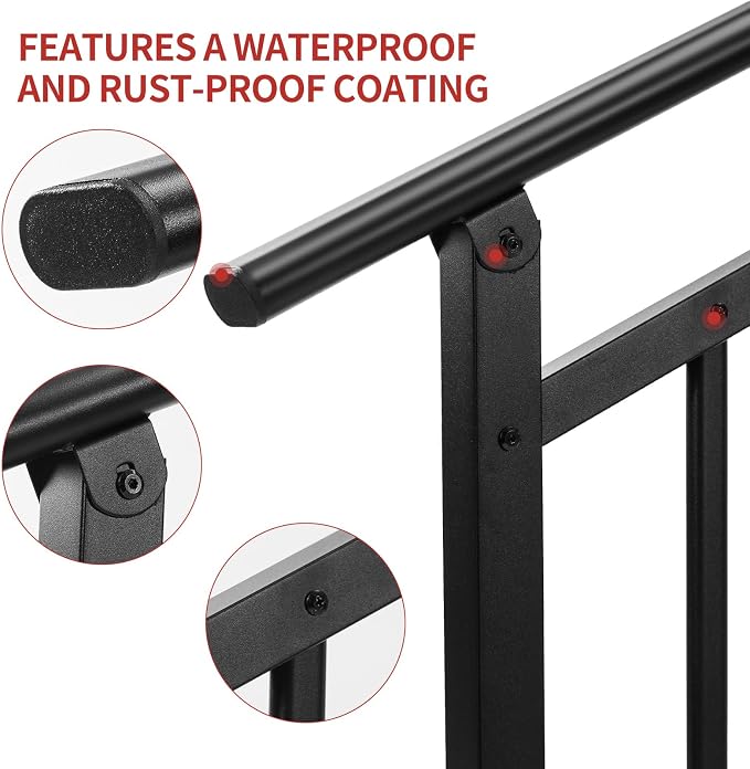 Metty Metal Handrails for Outdoor Steps Suitable for 1 to 2 Steps- Wrought Iron - Image 6