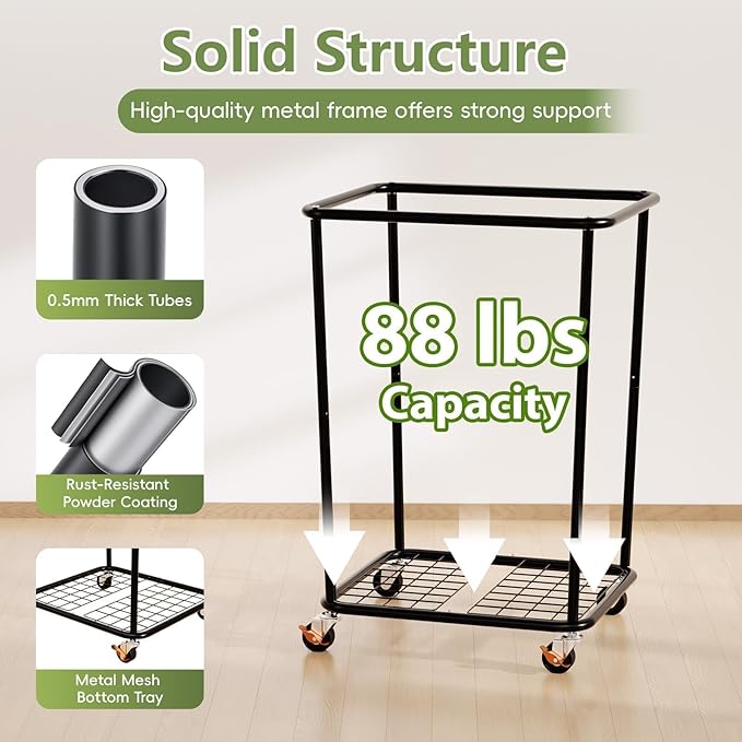 150L Laundry Basket with Wheels, Rolling Laundry Hamper with Cloth Cover - Field & Grace