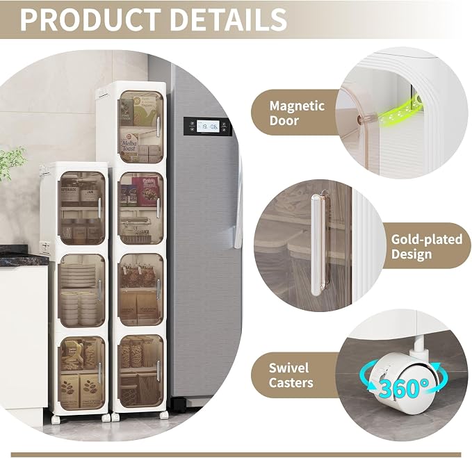 KHNR 4-Tiers Slim Bathroom Storage Cabinet, Foldable Storage Cabinets, Narrow - Image 5