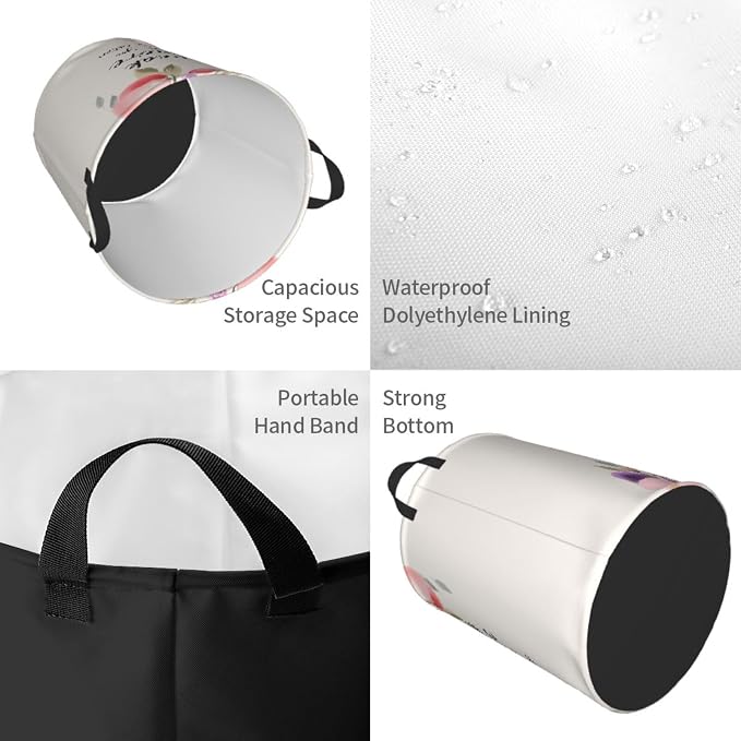 Laundry Basket Motivational Word Collapsible Large Capacity, 63L Dirty Clothes - Image 5