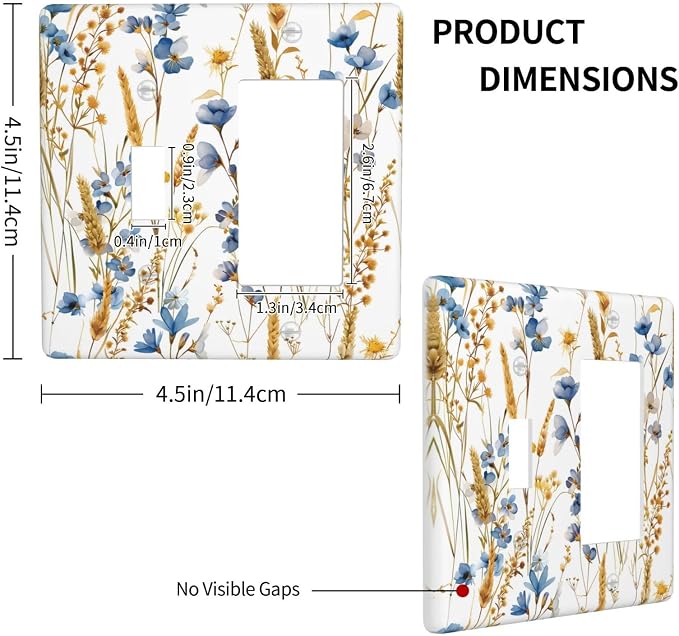 Vintage Wildflower Blue Gold Country Fall Wheat Floral Outlet Covers 1 Toggle 1 - Image 4