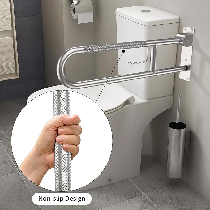 Toilet Grab Bar 30.3 Inch, YuanDe Brushed Nickel Anti-Slip Support Rail - Image 4