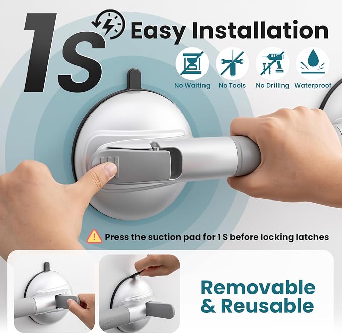 TAILI Grab Bars for Bathtubs and Showers, 2 Pack Shower Handles for Elderly - Image 8