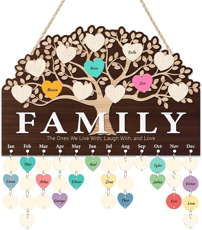 KAlRNE Family Tree Birthday Reminder Board, Family Sign Wooden Plaques by KAIRNE