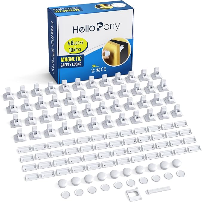 Cabinet Locks for Babies（48Locks+10Keys) Magnetic Child Locks for Cabinets Baby by HelloPony