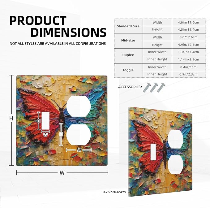 Wallplates Colorful Butterfly Animal Insects Wall Art Abstract 1 Toggle 1 - Image 5