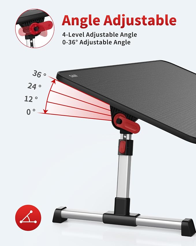 Laptop Desk Table, SAIJI Adjustable Laptop Stand, Portable Lap Desks - Image 3