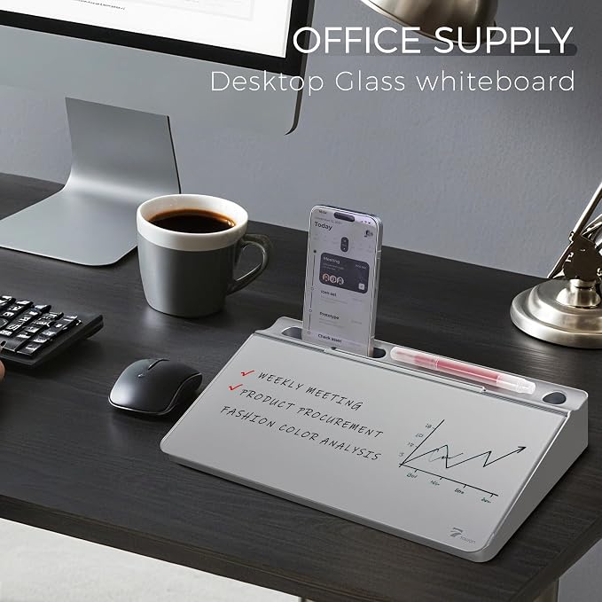 TOWON Small Compact Glass Desktop Whiteboard - Image 2