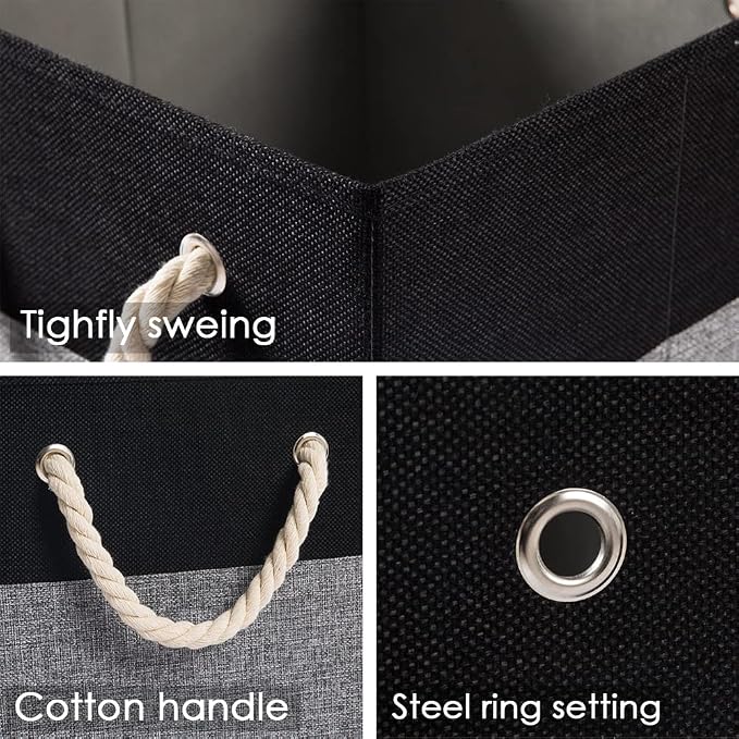 PRANDOM Large Foldable Cube Storage Bins 11x11 inch Fabric Linen Storage - Image 4