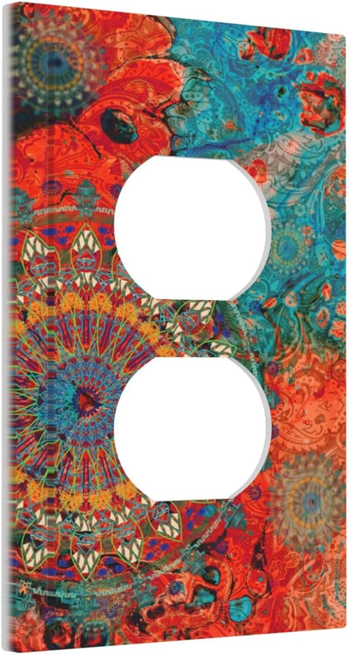 Abstract Ombre Colorful Indian Mandala 1 Gang Single Duplex Light Switch Plate - Image 2