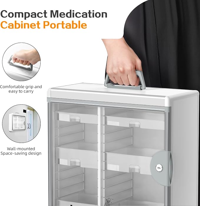 Glosen Medicine Cabinet with Key Wall Mounted Medication Lock Box 【 Silver 15x - Image 5
