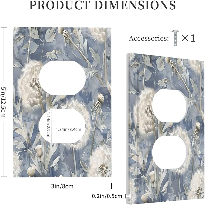 Blue Dandelion Vintage Floral Boho Flower Outlet Covers 1 Gang Duplex Light - Image 5