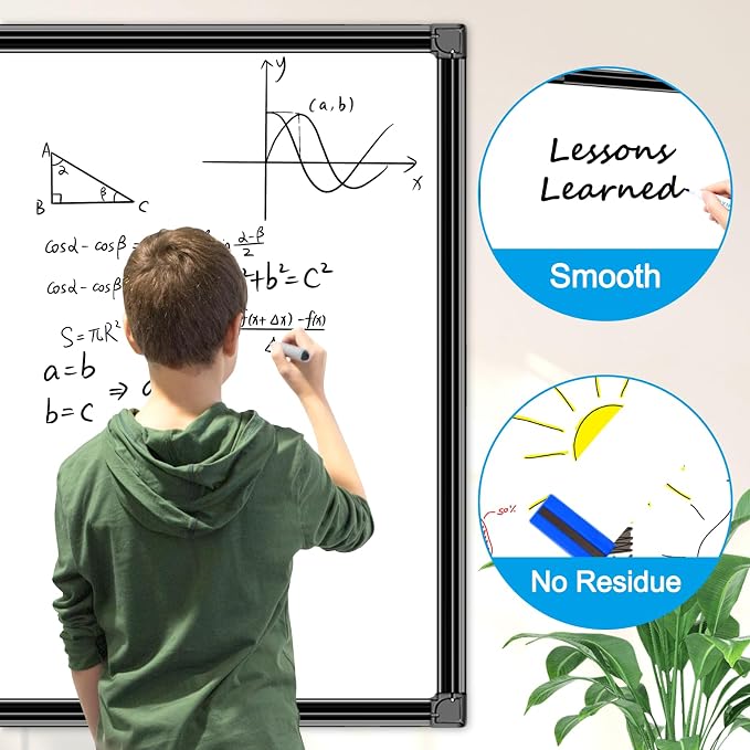 H-Qprobd 48"x30" Magnetic White Board Dry Erase Wall Mount Whiteboard - Image 3