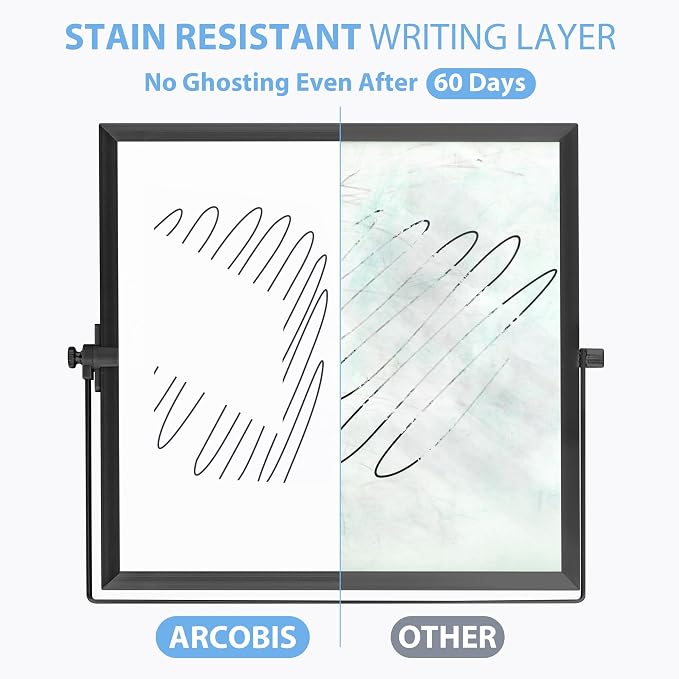 ARCOBIS Small WhiteBoard with Stand 10" X 10", Magnetic Double-Sided Dry Erase - Image 3
