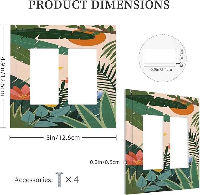 Decorative Outlet Covers Boho Tropical Plant Floral Pattern 2 Gang Double GFCI - Image 5