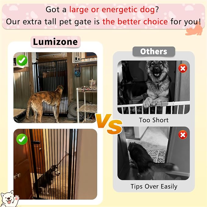 Lumizone Extra Tall Cat Gate 55.12" High Pressure Mounted Extra Wide 2025 New - Image 5