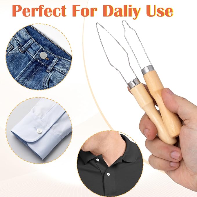 2 Packs Easy Button Hook, Steel Button Helper Tool - Image 5