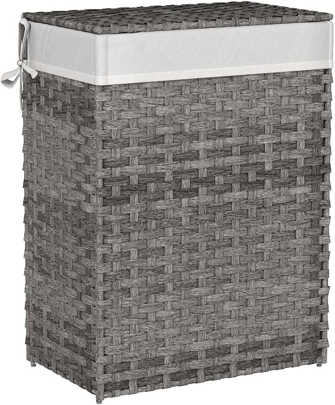 SONGMICS Laundry Hamper with Lid, 23.8 Gallon Synthetic Rattan Clothes Laundry - Image 4