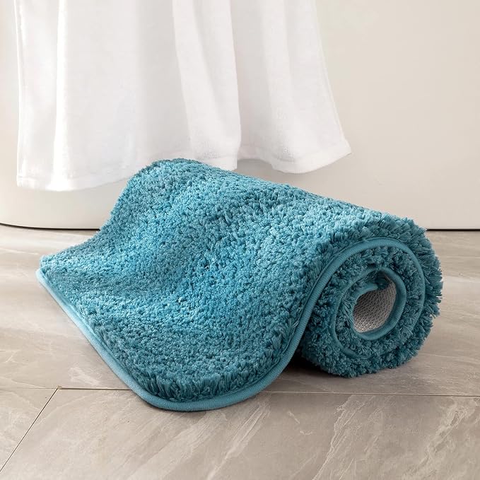 MIULEE Teal Bathroom Rugs Non Slip Bath Mat 24'' x 40'' Shaggy Soft Bath Rug by MIULEE