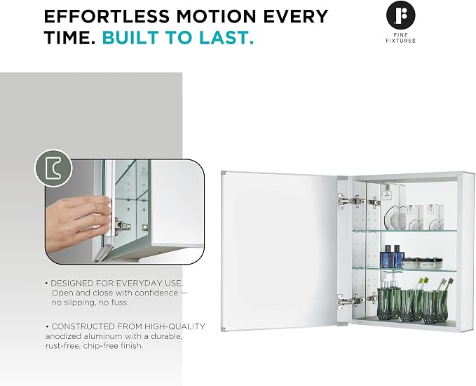 Fine Fixtures Bathroom Medicine Cabinet, Recessed/Surface Mount, Right/Left - Image 4