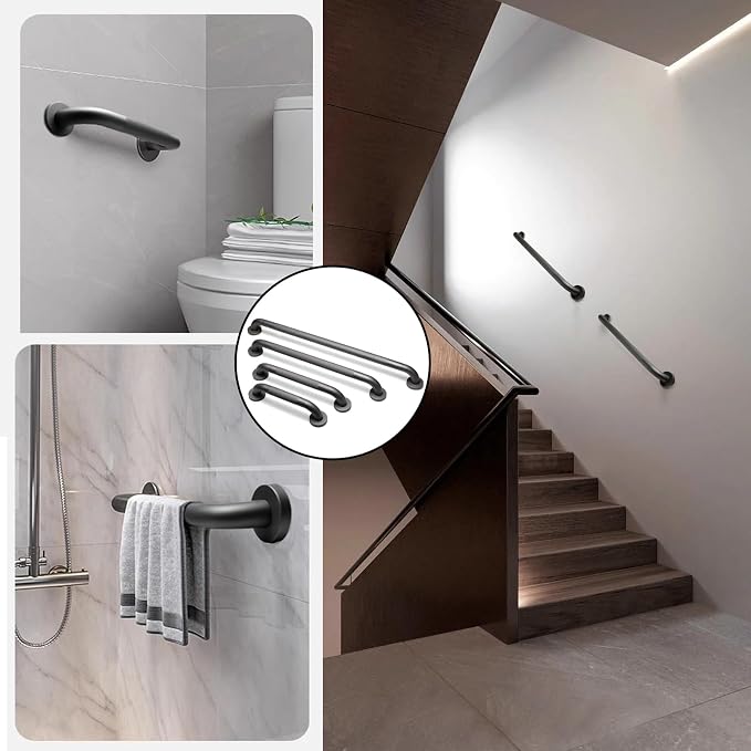 Shower Grab Bar, 2 Pack 16 Inch Gray Bathroom Grab Bar, 1.25" Diameter 304 - Image 4