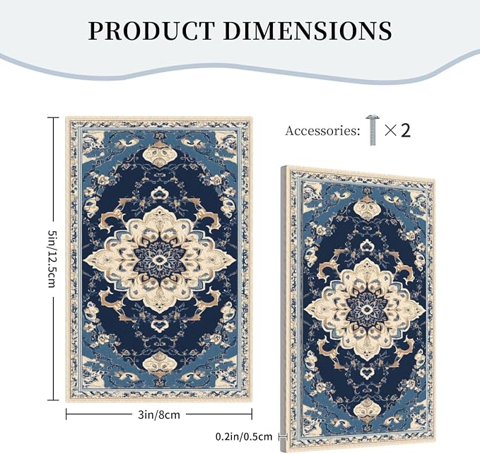 Decorative Light Switch Cover Plate Boho Beige Navy Blue Medallion 1 Gang No - Image 5
